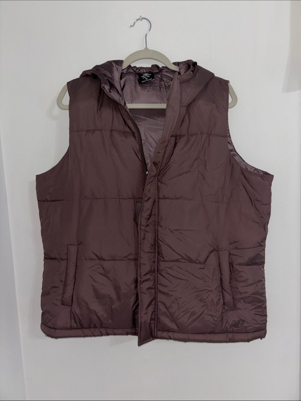 New Balance Quilted Hooded Vest - Mauve Brown